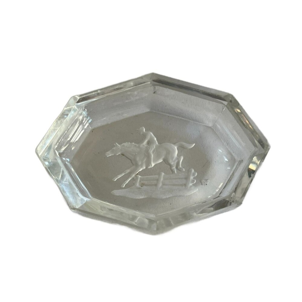 🐎 Vintage Equestrian Glass Salt Cellar / Ring Dish
